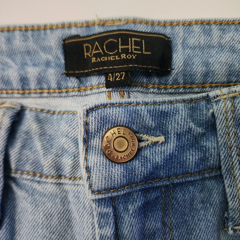 Rachel Roy Women Light Wash Distressed Straight Leg Jeans Size 4/27 Denim